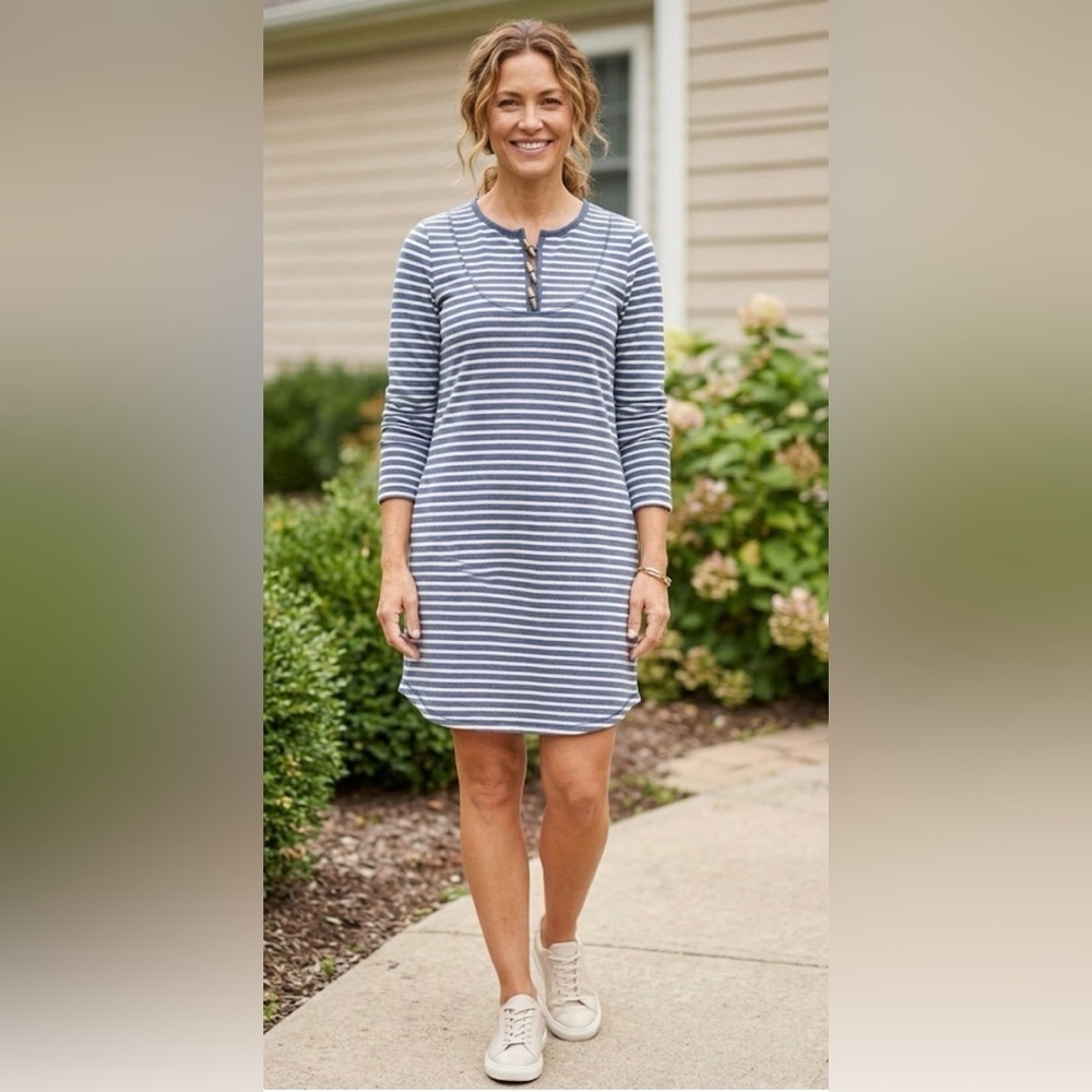 LRL Striped Long Sleeve Dress